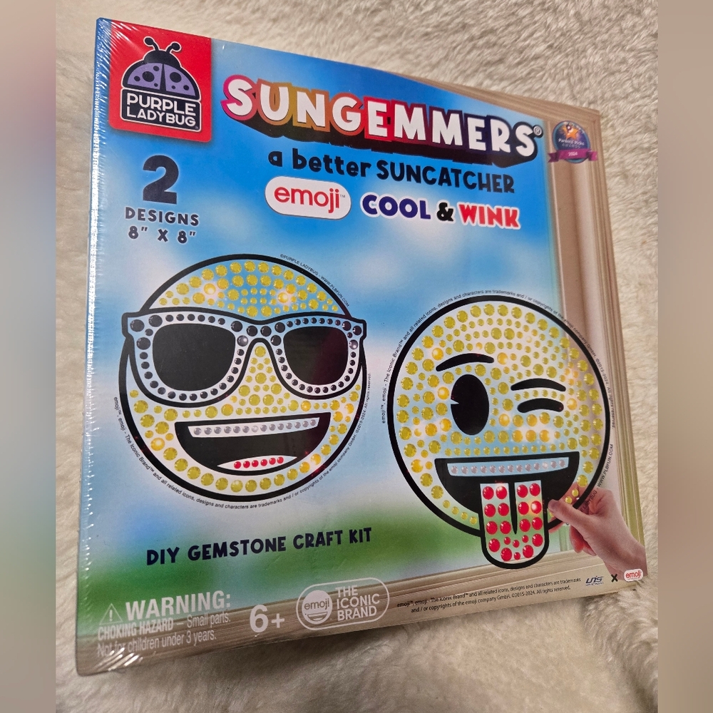 Purple Ldybug Sungemmers Emoji DIY Gemstone Suncatcher Craft Kit NIB